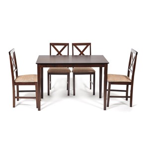 Обеденный комплект Хадсон (стол + 4 стула) id 13691 cappuccino (темный орех) арт.13691 в Нижнекамске